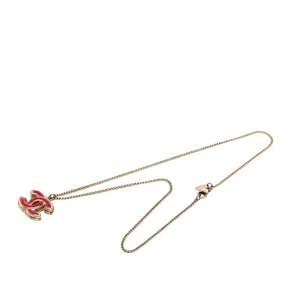 CHANEL Vintage Red Logo Necklace